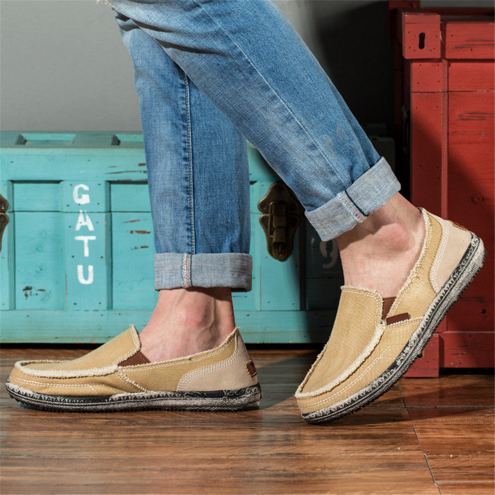 Mens Canvas Shoes Vintage Breathable Slip on Loafers for Walking | runandup - canvas shoes