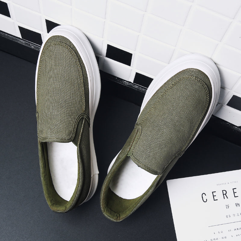 Casual Slip on Canvas Shoes Thick Bottom Loafers for Men | runandup - canvas shoes