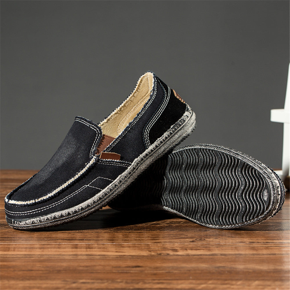 Mens Canvas Shoes Vintage Breathable Slip on Loafers for Walking | runandup - canvas shoes