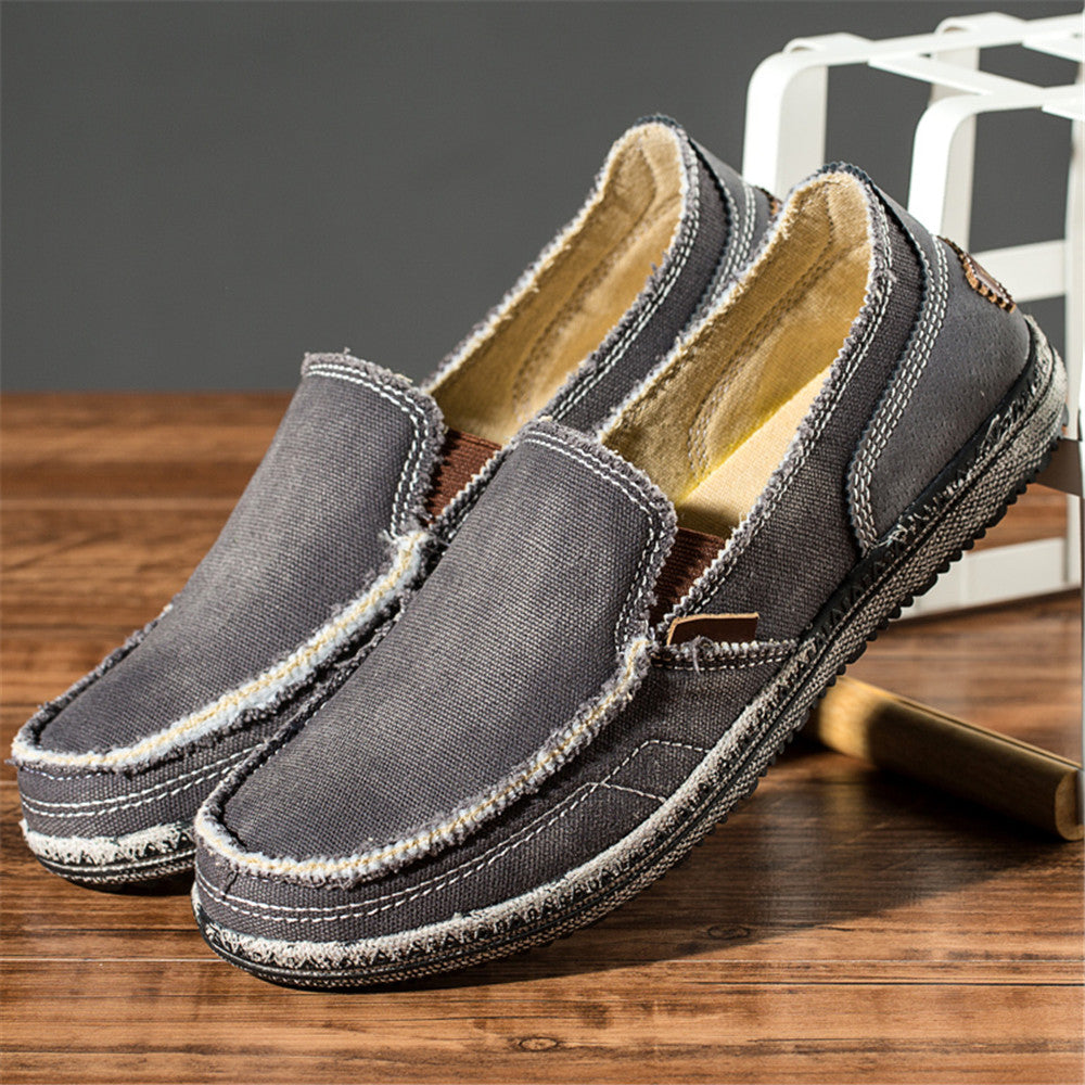 Mens Canvas Shoes Vintage Breathable Slip on Loafers for Walking | runandup - canvas shoes