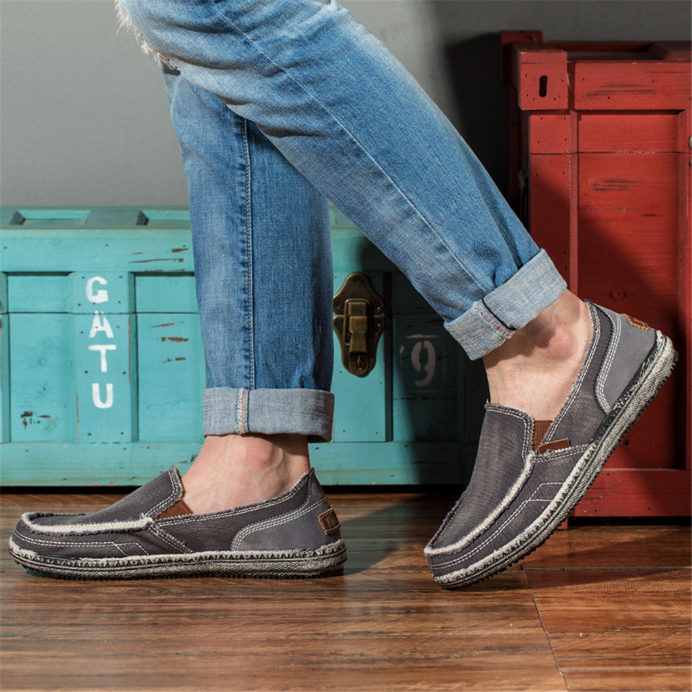 Mens Canvas Shoes Vintage Breathable Slip on Loafers for Walking | runandup - canvas shoes