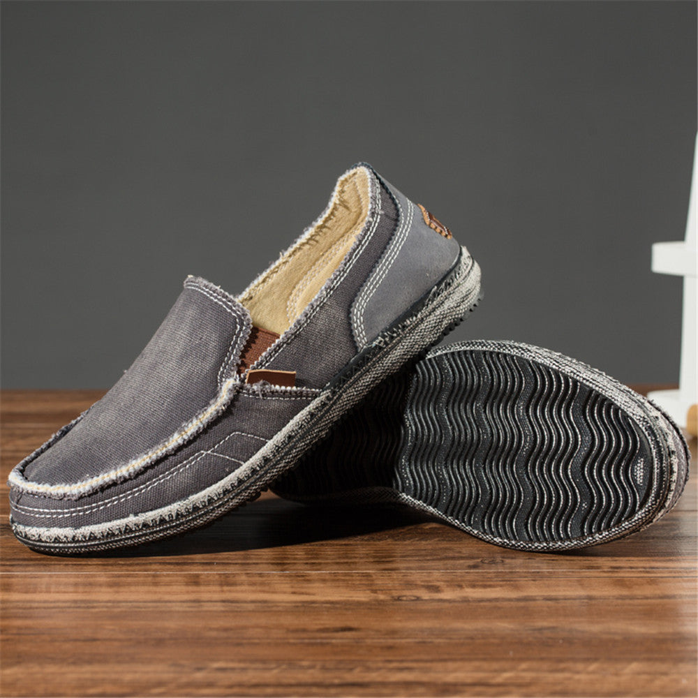 Mens Canvas Shoes Vintage Breathable Slip on Loafers for Walking | runandup - canvas shoes