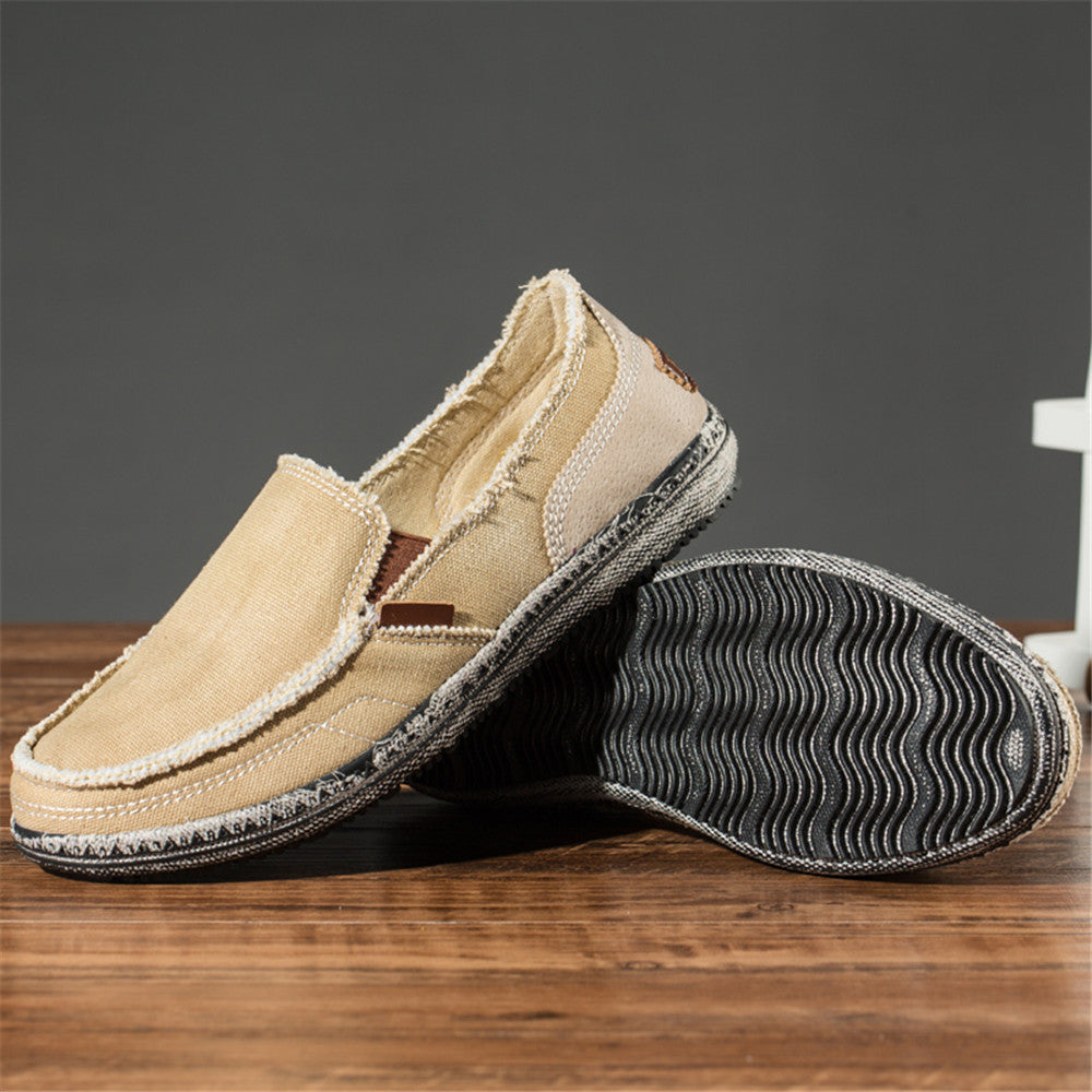 Mens Canvas Shoes Vintage Breathable Slip on Loafers for Walking | runandup - canvas shoes