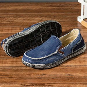 Mens Canvas Shoes Vintage Breathable Slip on Loafers for Walking | runandup - canvas shoes