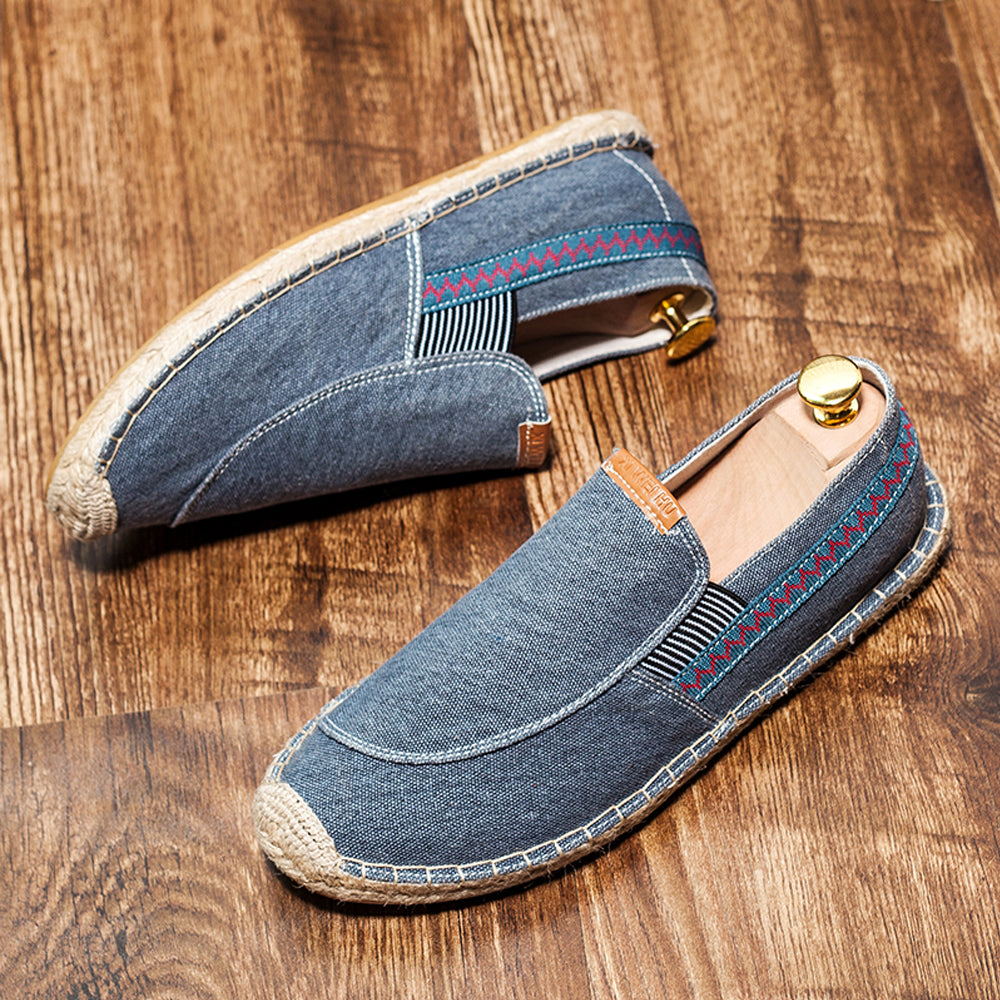 Men's Vintage Slip on Loafers Lightweight Casual Canvas Shoes | runandup - canvas shoes