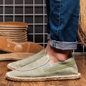 Men's Vintage Slip on Loafers Lightweight Casual Canvas Shoes | runandup - canvas shoes