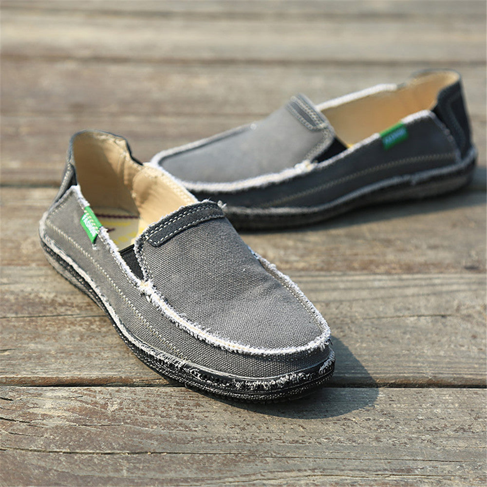 Men's Canvas Slip On Shoes Causal Breathable Loafers | runandup - canvas shoes