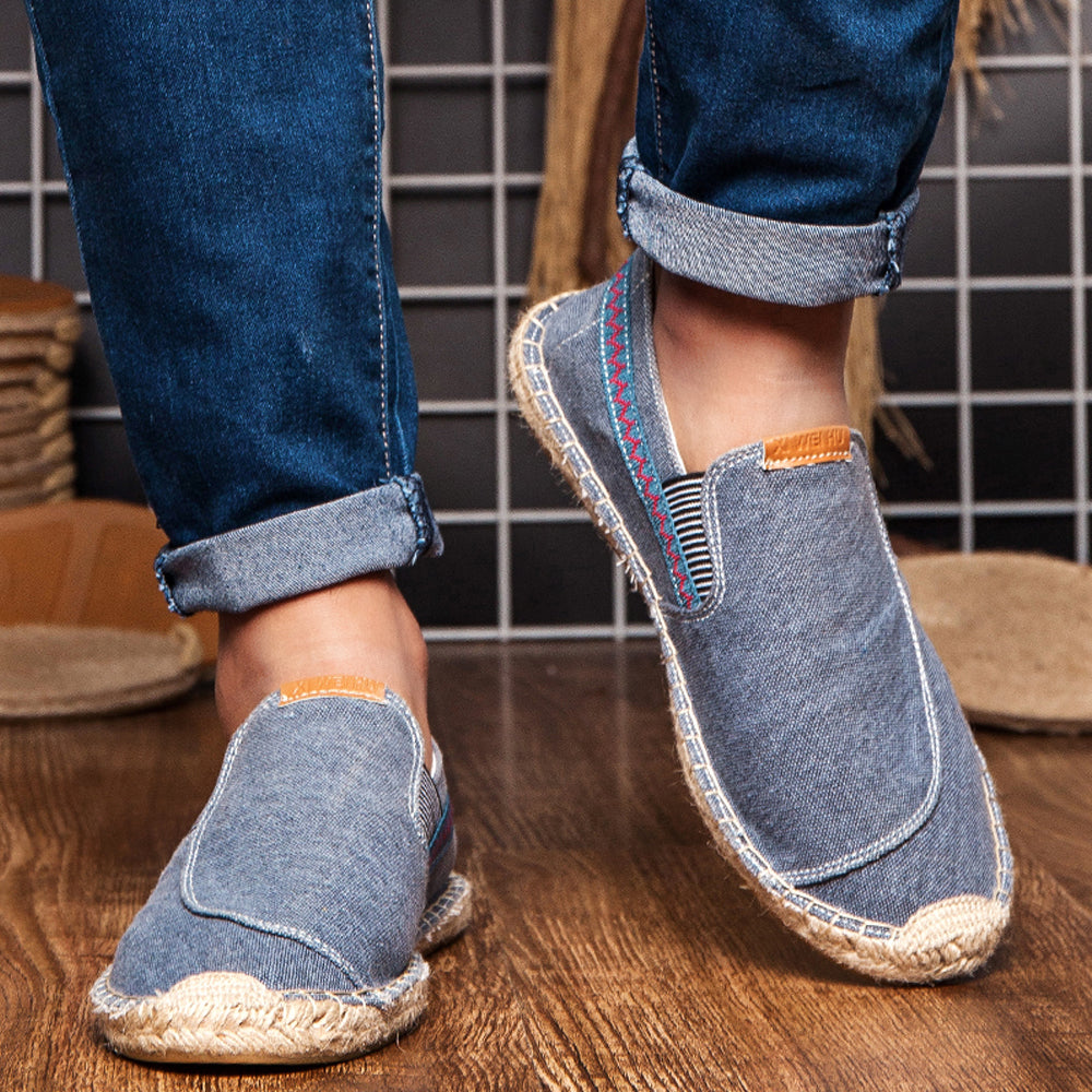 Men's Vintage Slip on Loafers Lightweight Casual Canvas Shoes | runandup - canvas shoes