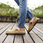 Mens Canvas Shoes Vintage Slip-on Loafers Flat Boat Shoes | runandup - canvas shoes