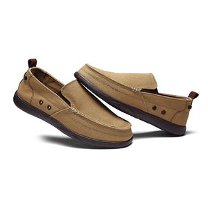 Mens Canvas Shoes Vintage Slip-on Loafers Flat Boat Shoes | runandup - canvas shoes