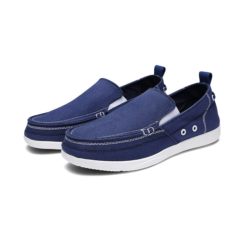 Mens Canvas Shoes Vintage Slip-on Loafers Flat Boat Shoes | runandup - canvas shoes