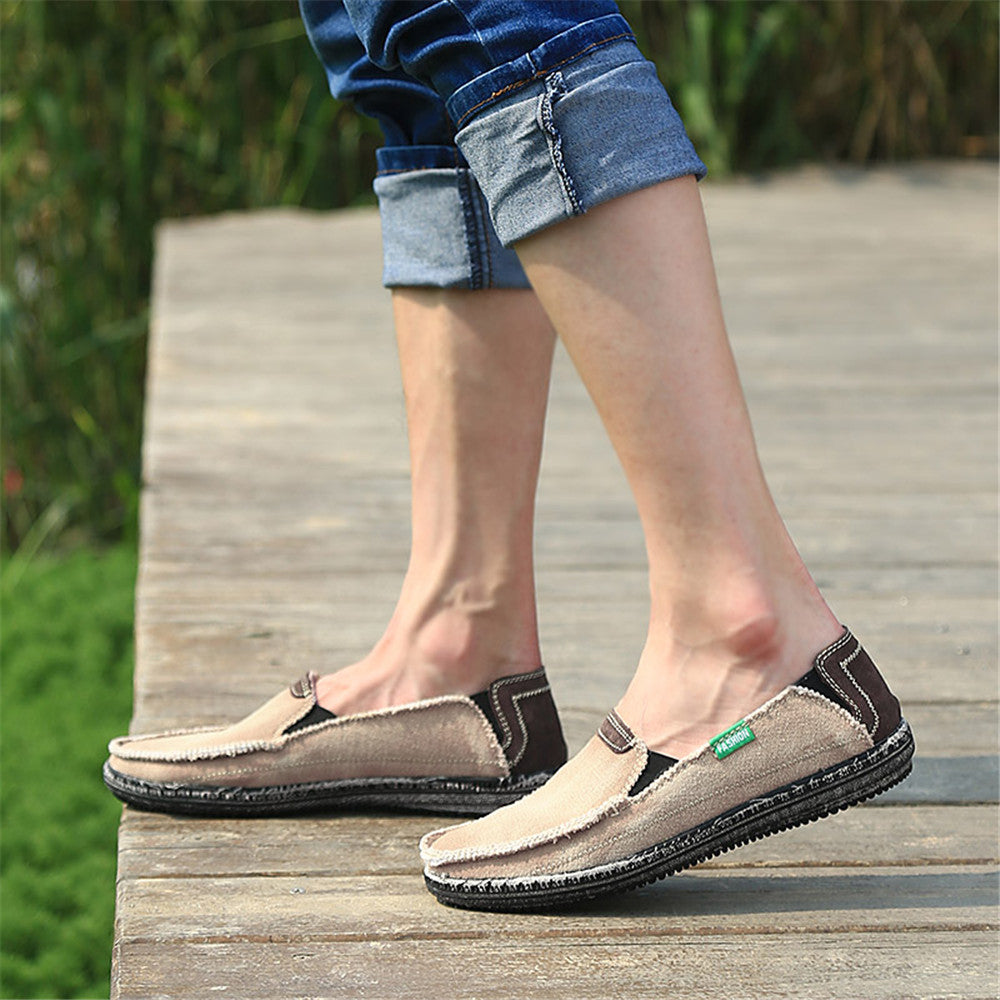 Men's Canvas Slip On Shoes Causal Breathable Loafers | runandup - canvas shoes