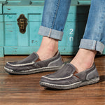Mens Canvas Shoes Vintage Breathable Slip on Loafers for Walking | runandup - canvas shoes