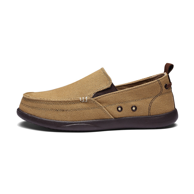 Mens Canvas Shoes Vintage Slip-on Loafers Flat Boat Shoes | runandup - canvas shoes